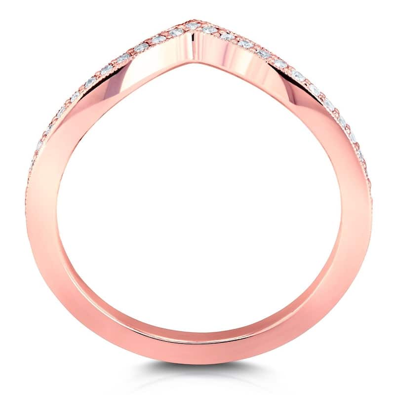 Kobelli 1/6 Carat Natural Diamond 14k Solid Gold Chevron Venus Ring