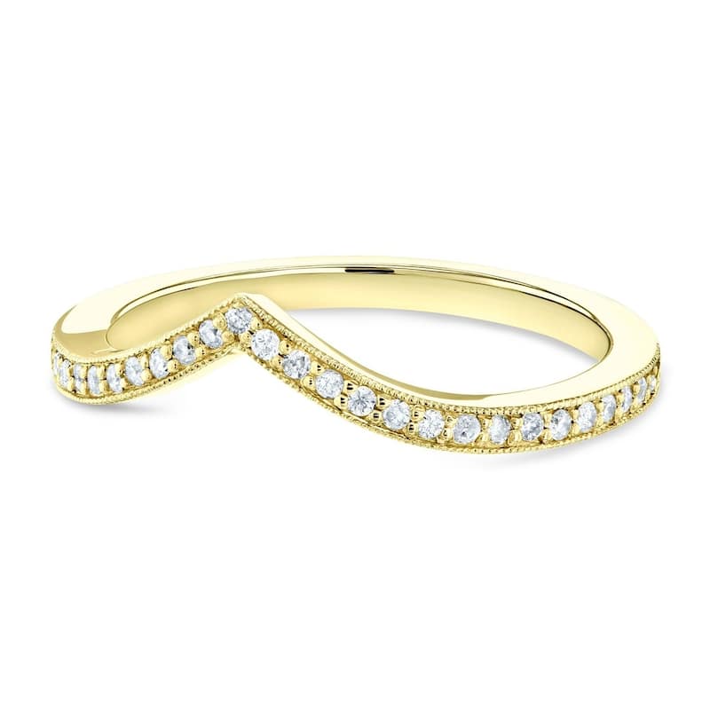 Kobelli 1/6 Carat Natural Diamond 14k Solid Gold Chevron Venus Ring