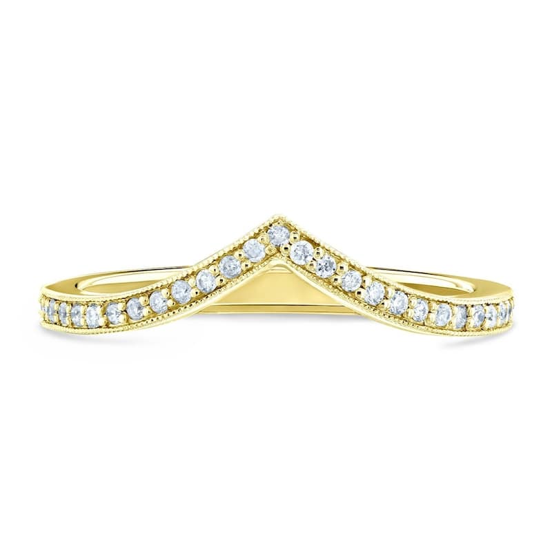 Kobelli 1/6 Carat Natural Diamond 14k Solid Gold Chevron Venus Ring - 9 - Yellow