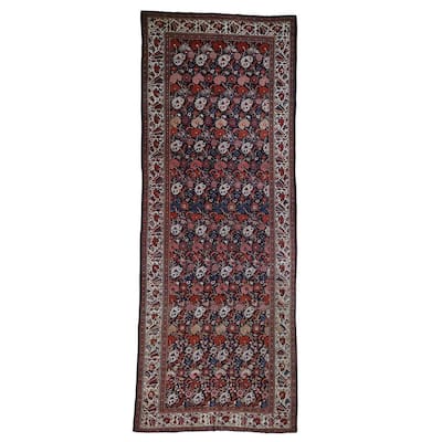 Shahbanu Rugs Antique Persian Bakhtiari Wide Gallery Runner Flower Design Rug (7'4" x 19'5") - 7'4" x 19'5"