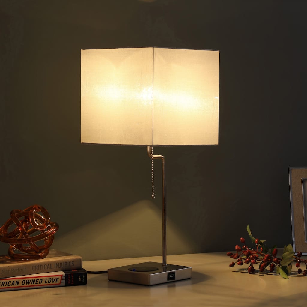 Aston Square Table Lamp W/ Charging Station
