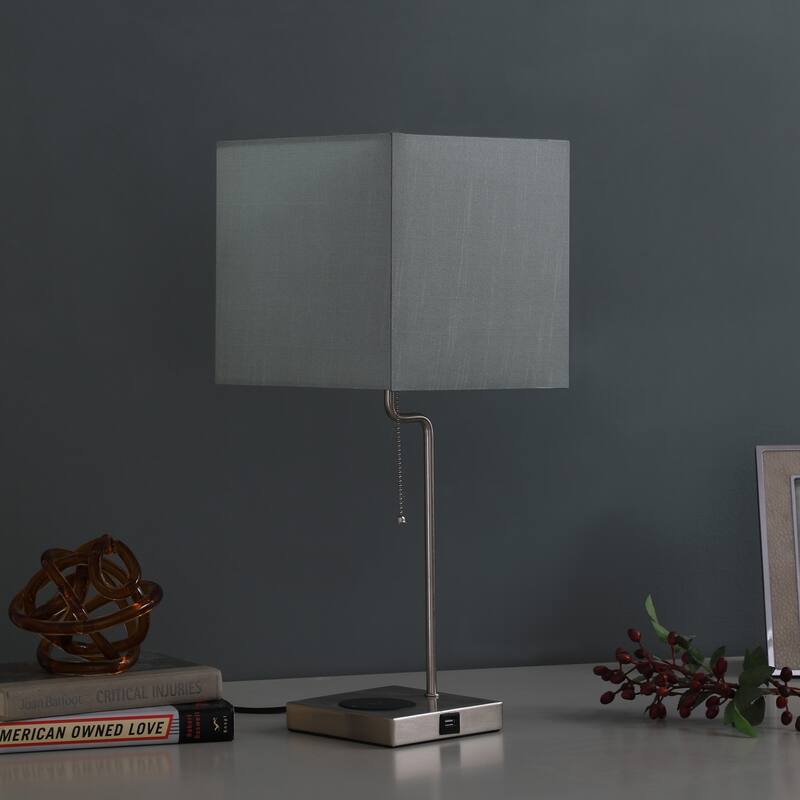 Aston Square Table Lamp W/ Charging Station