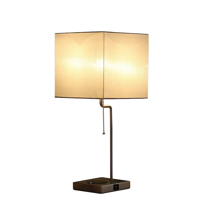 Aston Square Table Lamp W/ Charging Station