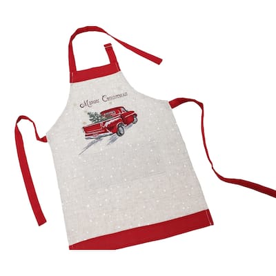 Merry Christmas Truck Embroidered Apron