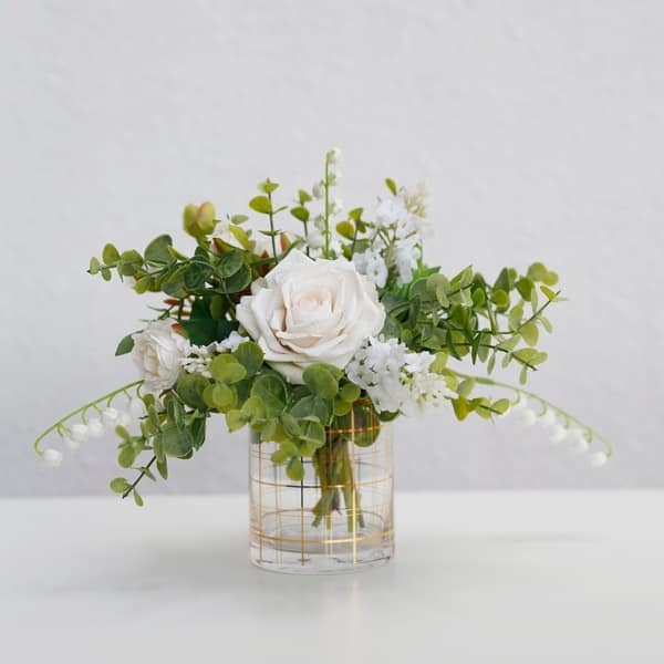 Shop Meda Blooms Faux Small Natural Green And White Bouquet In