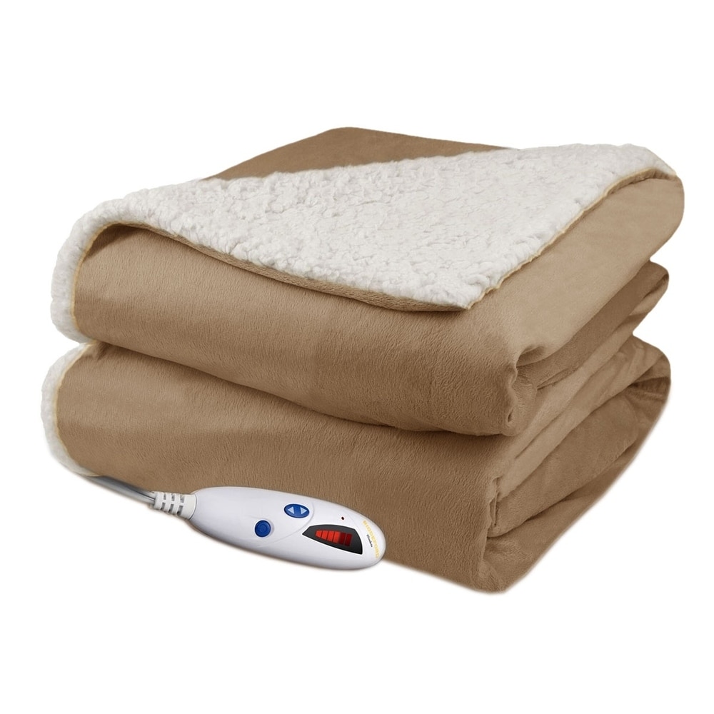 Biddeford heated discount velour sherpa blanket