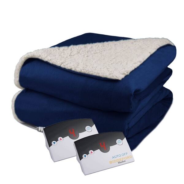 Shop Pure Warmth Velour Sherpa Electric Heated Warming Blanket Queen Navy Blue On Sale Overstock 29077920