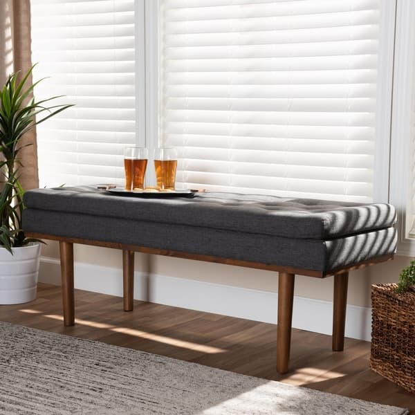 Carson Carrington Ufas Mid Century Modern Upholstered Bench Overstock 29077943 Beige