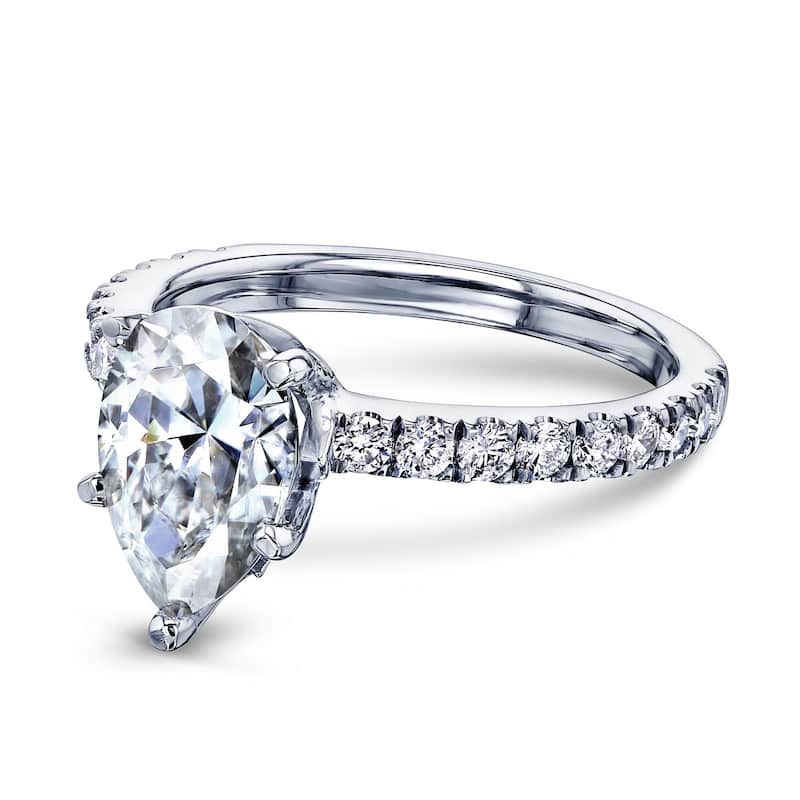 Annello by Kobelli 14k Gold 2 3/5ct TGW Pear Moissanite and Diamond Engagement Ring
