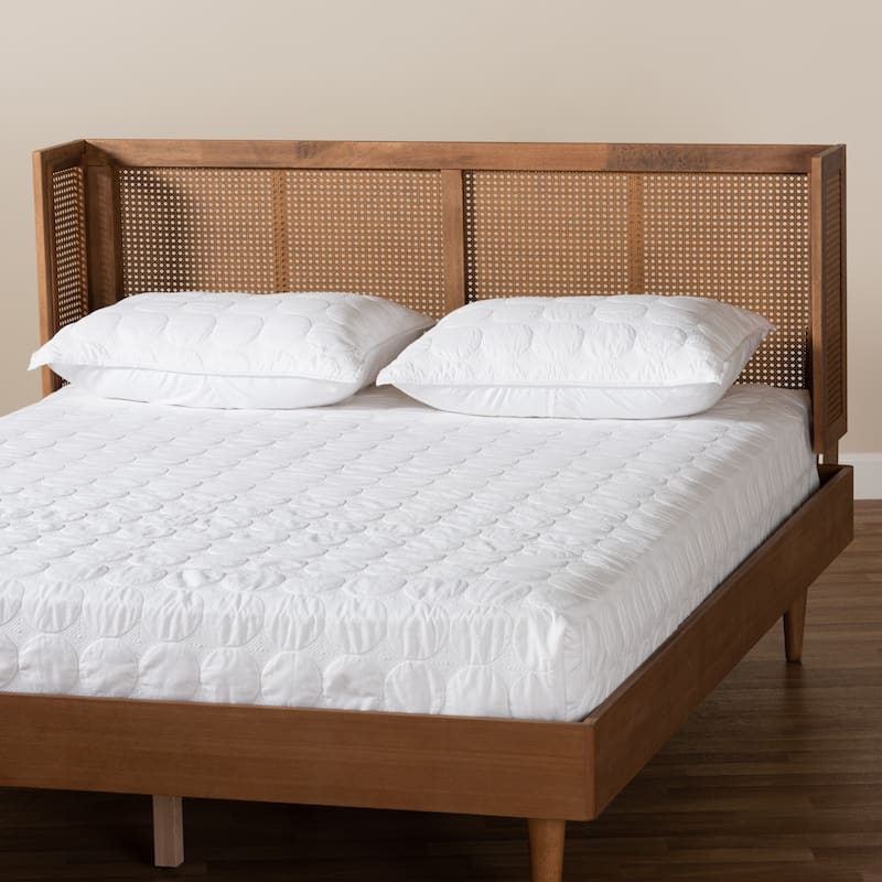 Carson Carrington Dagas Wraparound Curved Wood and Rattan Headboard
