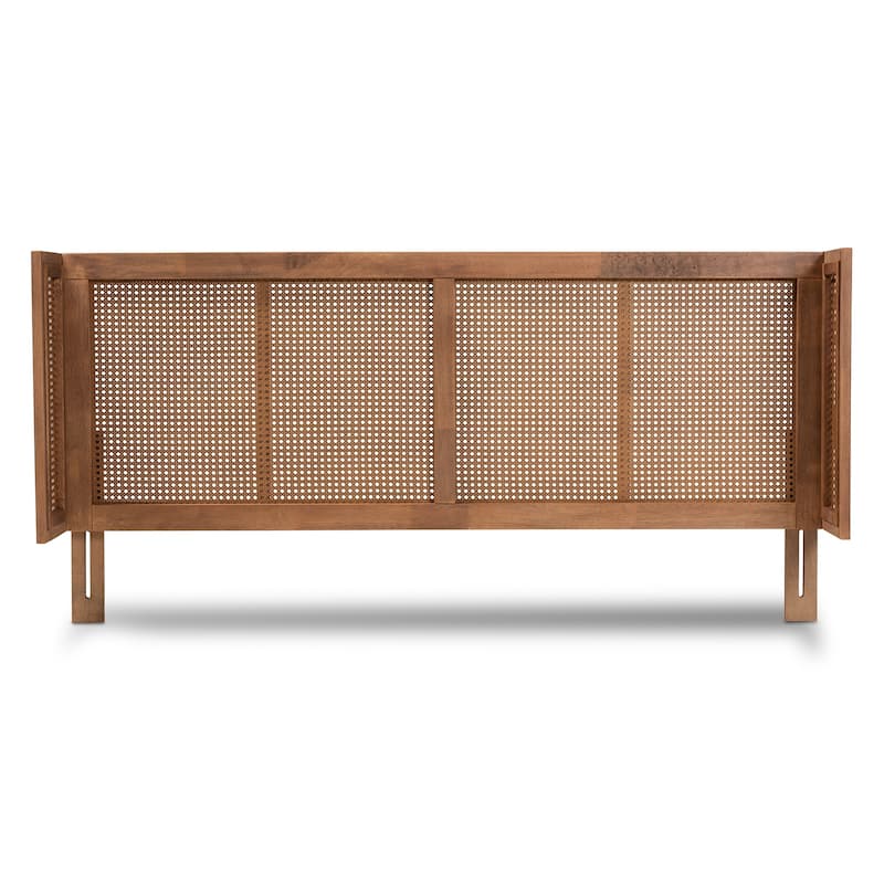 Carson Carrington Dagas Wraparound Curved Wood and Rattan Headboard