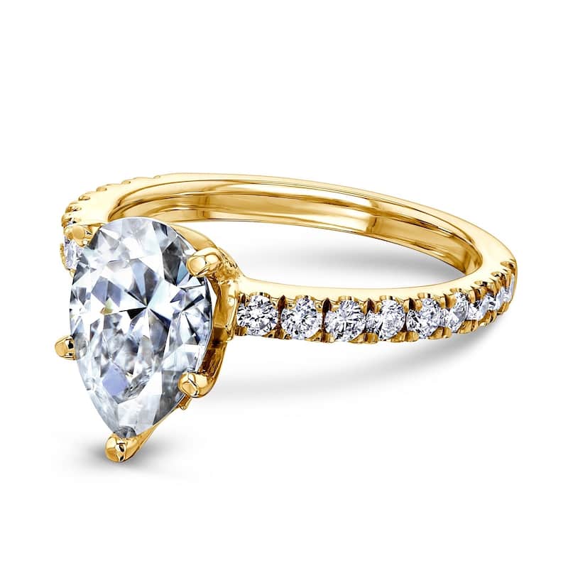 Annello by Kobelli 14k Gold 2 3/5ct TGW Pear Forever One Moissanite and Diamond Engagement Ring (DEF/VS, GH/I)