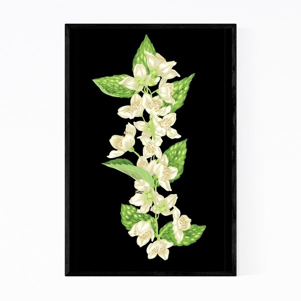 Noir Gallery Jasmine Bush Floral Botanical Framed Art Print