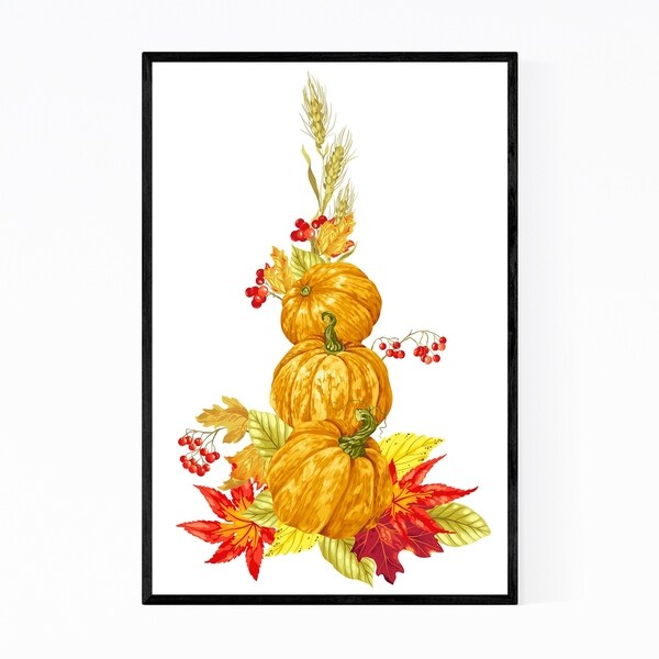 Noir Gallery Pumpkins Fall Autumn Botanical Framed Art Print