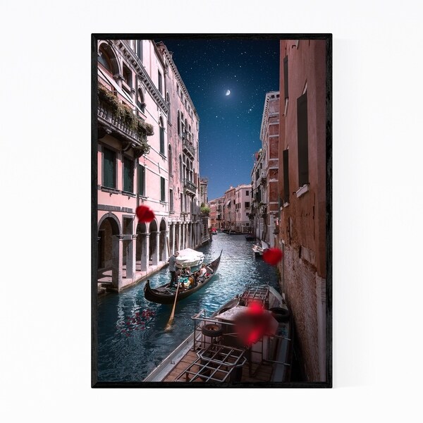 Noir Gallery Venice Italy Canal Gondola Photo Framed Art Print