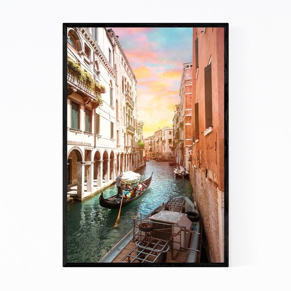 Noir Gallery Venice Italy Canal Gondola Photo Framed Art Print