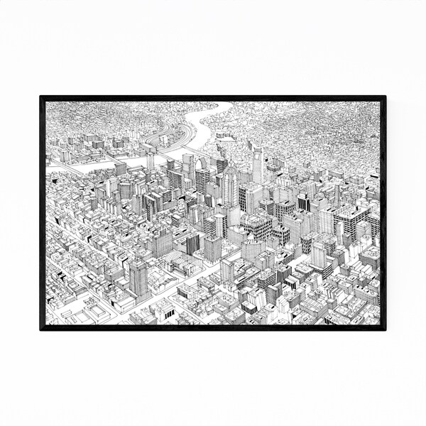 Noir Gallery Philadelphia Skyline Drawing Framed Art Print