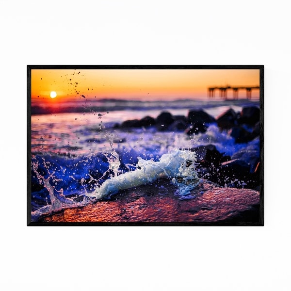 Noir Gallery Beach Ocean Coastal Pier Sunset Framed Art Print