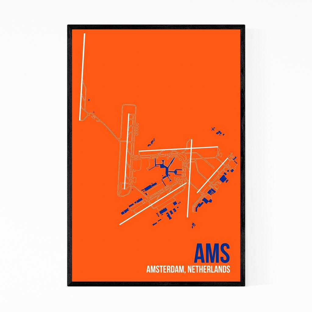 Noir Gallery Amsterdam Airport Code Poster Framed Art Print