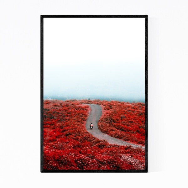 Noir Gallery Floral Botanical Motorcycle Mountain Framed Art Print