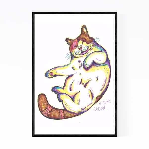 Noir Gallery Cute Cat Pet Animal Drawing Framed Art Print