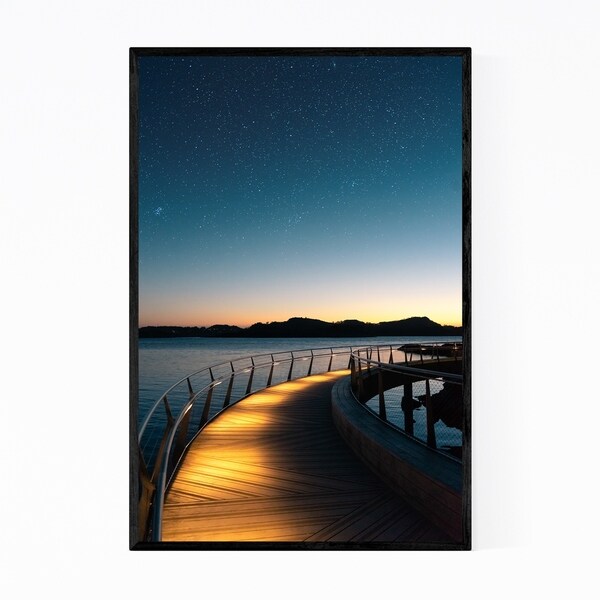 Noir Gallery Stavanger Norway Bridge Night Sky Framed Art Print