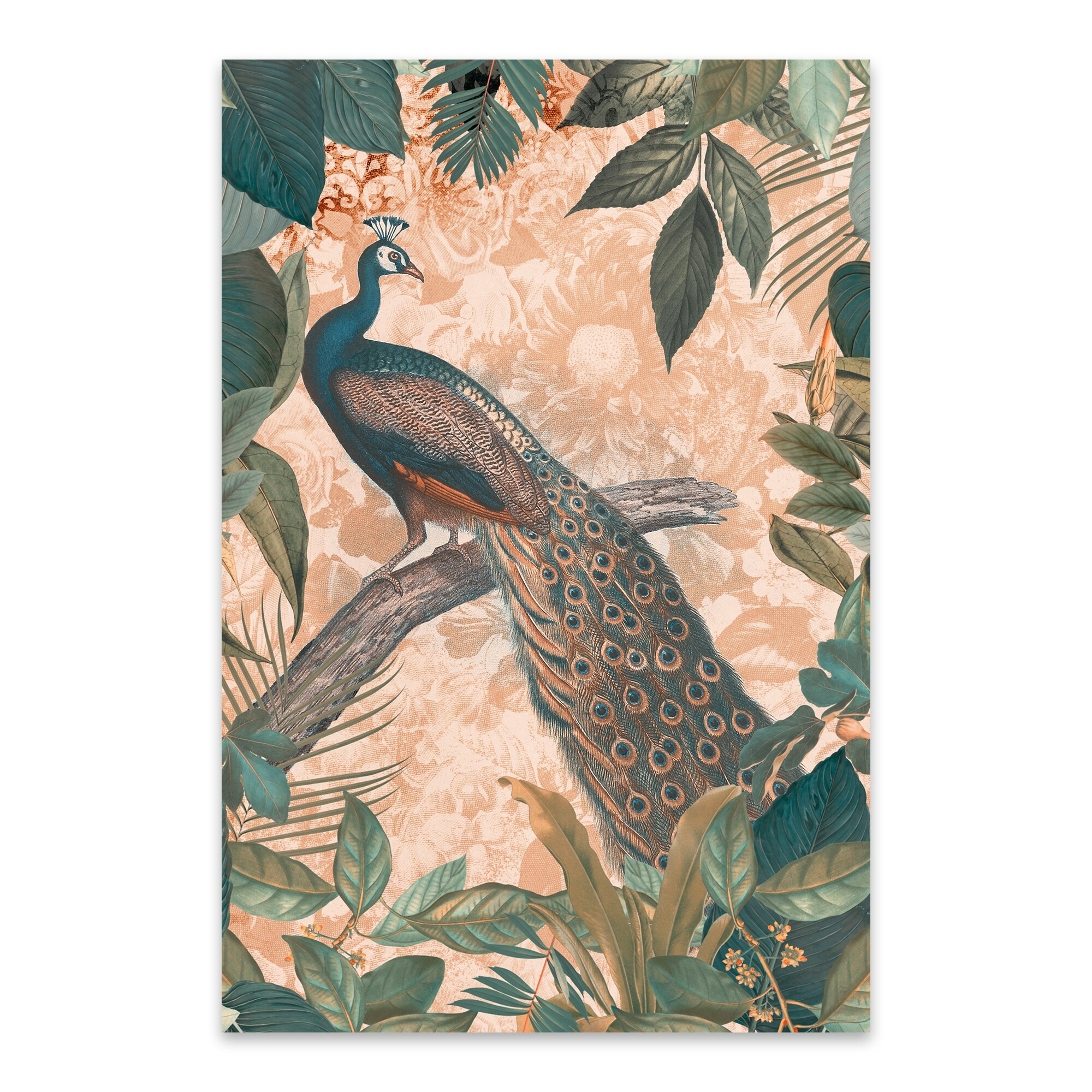 Noir Gallery Vintage Peacock Floral Metal Wall Art Print Overstock 29081376