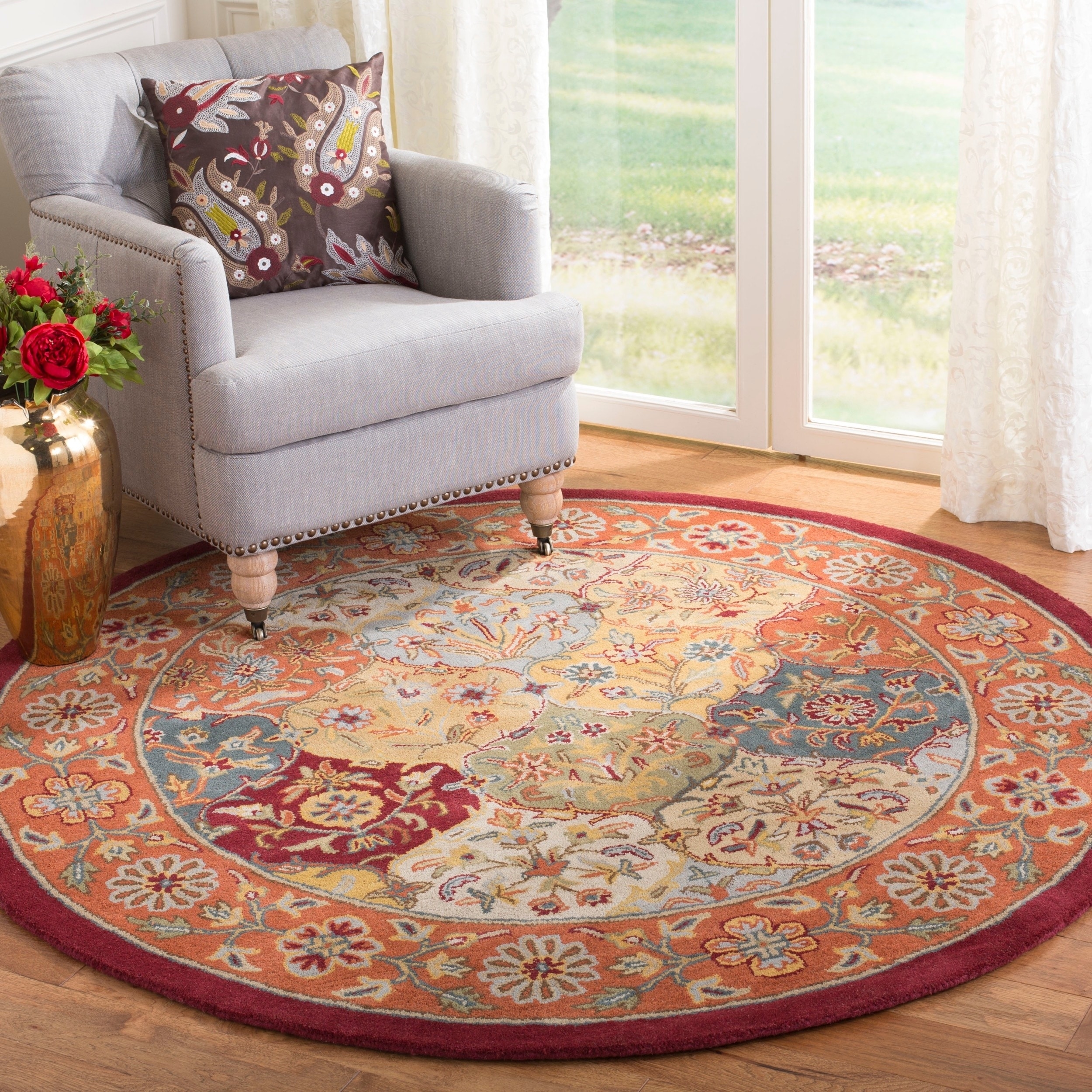 Handmade Heritage Bakhtiari Multi/red Wool Area Rug (6 Round)