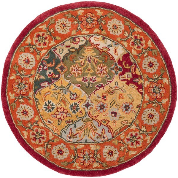 Safavieh Handmade Heritage Traditional Bakhtiari Multi/Red Wool Area Rug - 6' x 6' Round