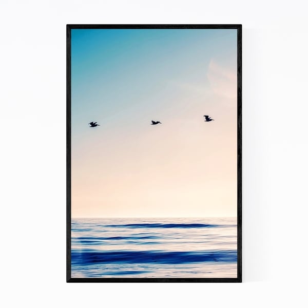 Noir Gallery Birds Beach Ocean Sunset Waves Framed Art Print