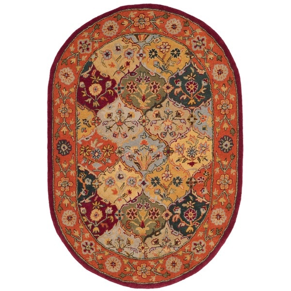 Safavieh Handmade Heritage Traditional Bakhtiari Multi/ Red Wool Rug (4'6 x 6'6 Oval) - 4'6" x 6'6" Oval