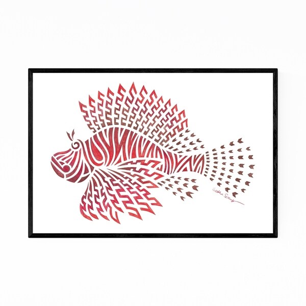 Noir Gallery Lionfish Minimal Illustration Framed Art Print
