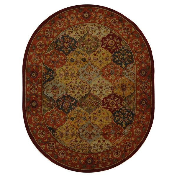 Safavieh Handmade Heritage Traditional Bakhtiari Multi/Red Wool Rug - 7'6" x 9'6" oval