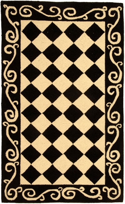 Hand hooked Diamond Black/ Ivory Wool Rug (29 X 49) (BlackPattern GeometricMeasures 0.375 inch thickTip We recommend the use of a non skid pad to keep the rug in place on smooth surfaces. We also recommend professional cleaning.All rug sizes are approxi