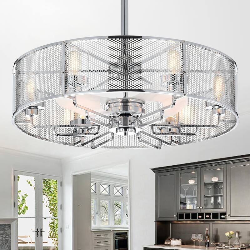 Shilroe Chrome 32-Inch 6-Light Lighted Ceiling Fan with Remote Control