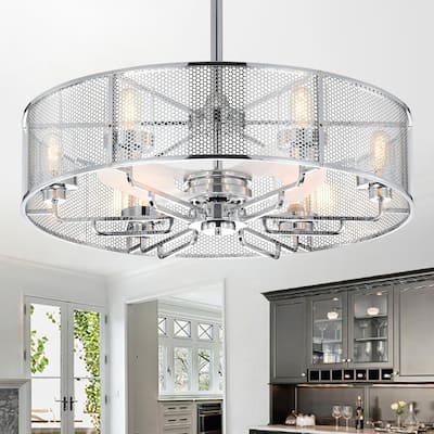 Shilroe Chrome 32-Inch 6-Light Lighted Ceiling Fan with Remote Control