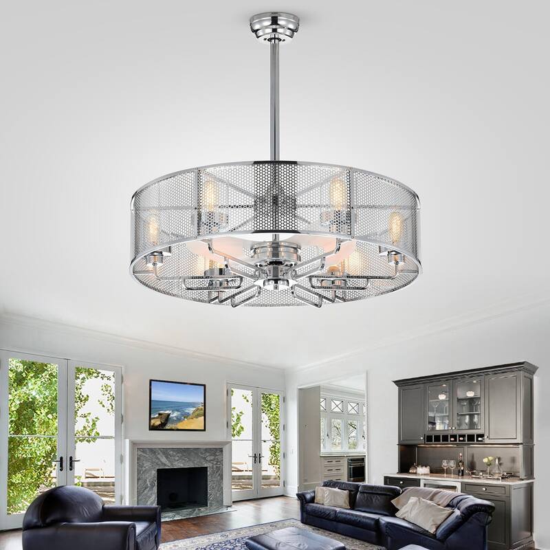 Shilroe Chrome 32-Inch 6-Light Lighted Ceiling Fan with Remote Control