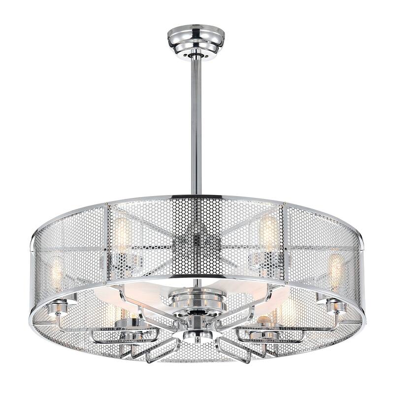 Shilroe Chrome 32-Inch 6-Light Lighted Ceiling Fan with Remote Control