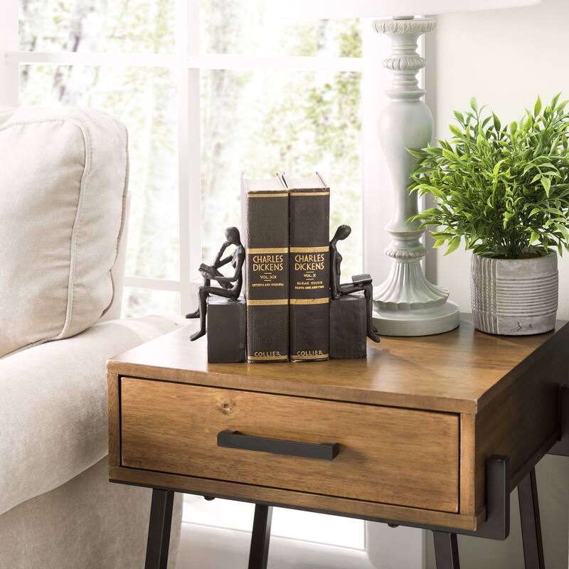 Danya B. Man and Woman Reading on a Block Cast Iron Bookend Set