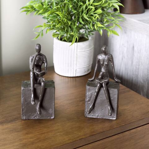 Danya B. Man and Woman Reading on a Block Cast Iron Bookend Set