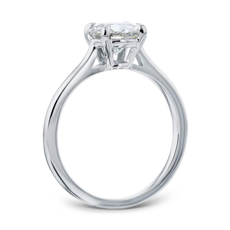 Annello by Kobelli 14k Gold 1ct Round Moissanite Taper Shank Cathedral Basket Prong Solitaire Engagement Ring
