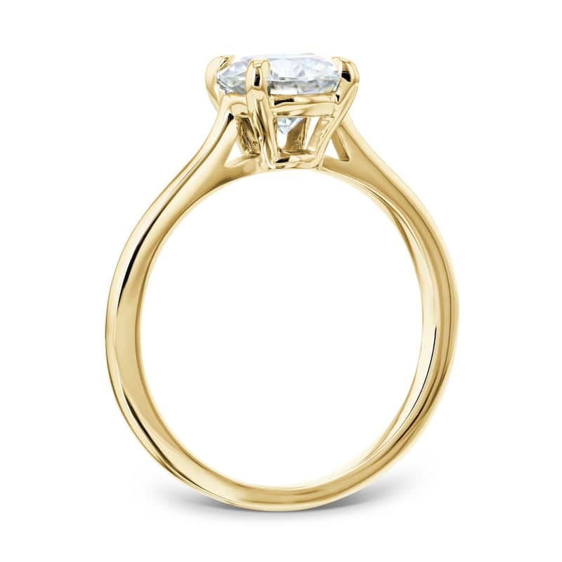 Annello by Kobelli 14k Gold 1ct Forever One Round Moissanite Taper Shank Cathedral Basket Prong Solitaire Engagement Ring