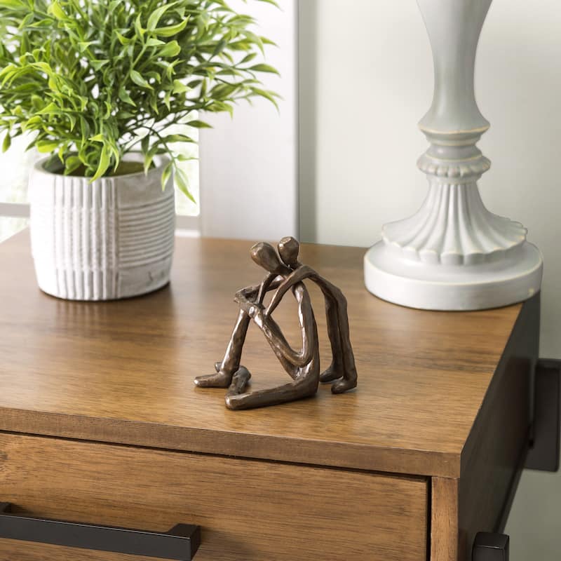 Danya B. Child Embracing Father Bronze Sculpture