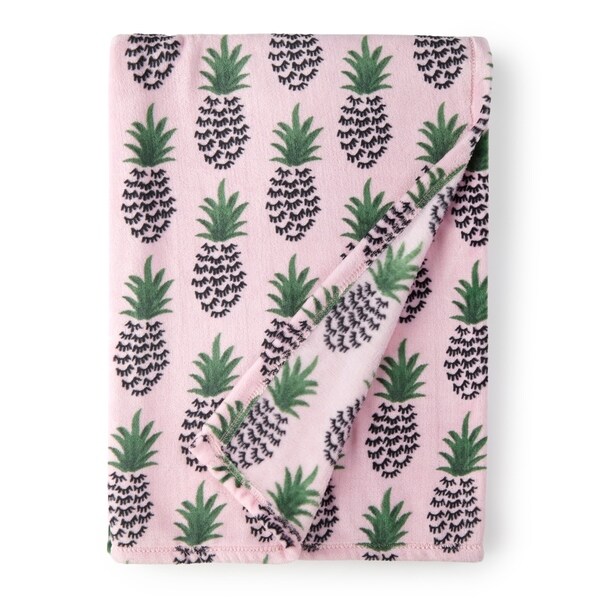 Pineapple Lashes 50x70 Inch Velvet Plush Printed ThrowPink