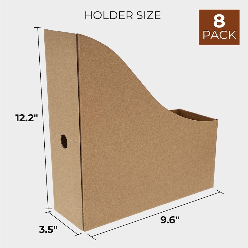 Juvale 8-Pack Kraft Corrugated Cardboard Book Magazine File Holder Organizer with Label