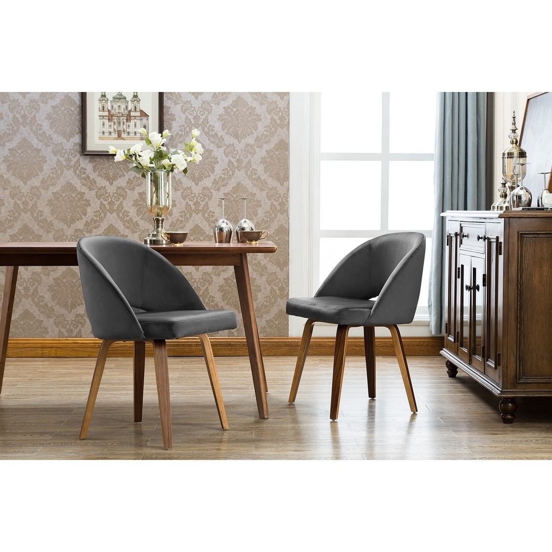 Porthos Home Ohan Fabric Dining Chairs Velvet Upholstery And Sturdy Wooden Legs Overstock 29083674 Grey