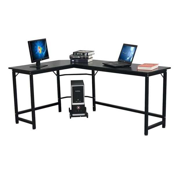 Shop L-Shaped Desktop Computer Desk Black - Free Shipping Today ...