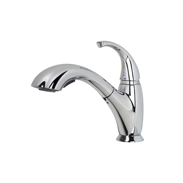 Brienza Montbelliard Modern Single Handle Pull Out Sprayer Kitchen Faucet With Deck Plate In Chrome