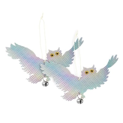 Juvale 2-Pack Hanging Owls Reflective Bird Deterrent Bird Repellent Pest Control