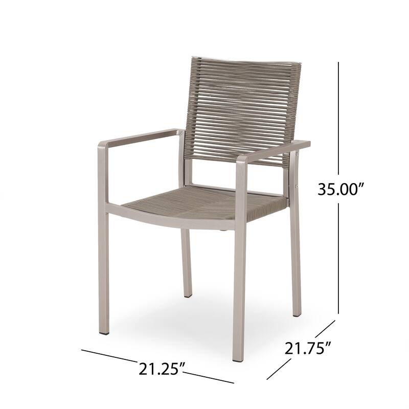 Peridot Outdoor Modern 4 Seater Aluminum Dining Set with Tempered Glass Table Top by Christopher Knight Home